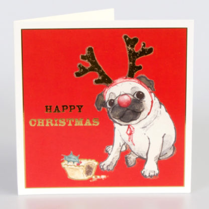 Reindeer Pug Christmas Cards