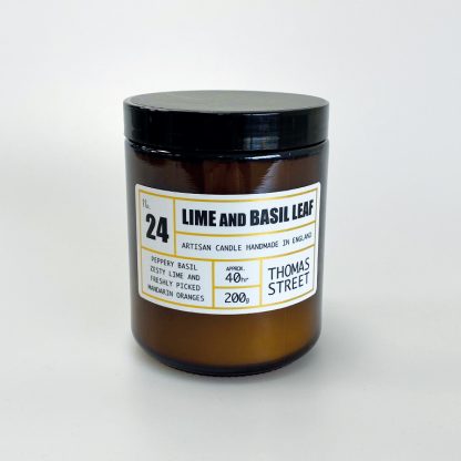 Lime & Basil Leaf Glass Candle (With lid)
