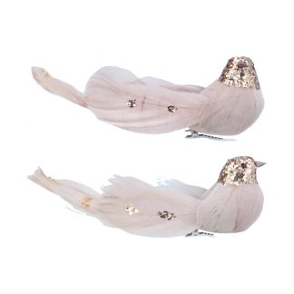 Clip on Gold Sequin Bird Decoration